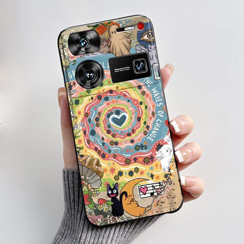 Cute Case For ZTE Nubia Z60 Ultra 5G Capa Fundas Printing Shells Protective Back Cover Soft Silicone Cartoon Black Casing Coque