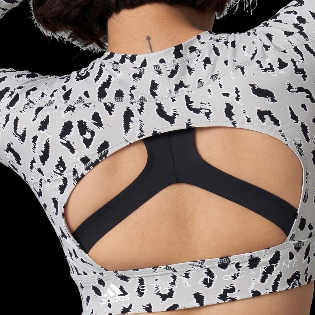 Adidas Tricou de antrenament crop cu model pentru femei Topuri gri negru HC6851