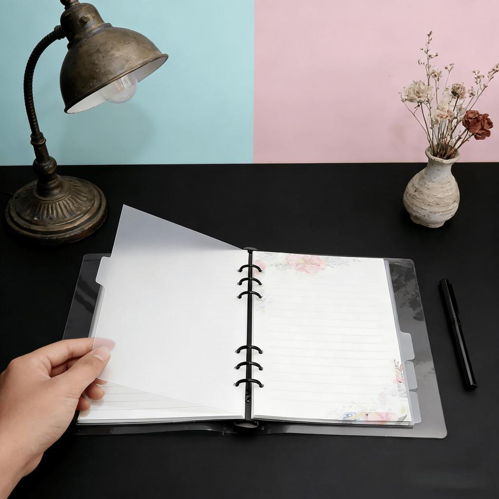 Transparent Frosted Notebook Dividers - 6-Hole A5 A6 A7 Planner Index Pages, Loose-Leaf