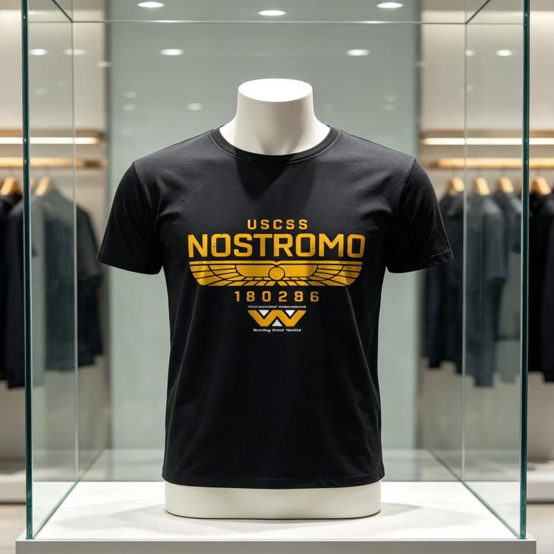 2026new Summer Cotton USCSS Nostromo Pattern Oversized Tshirt Nostromo Alien Science Fiction Retro Theme Short Sleeved Shirt