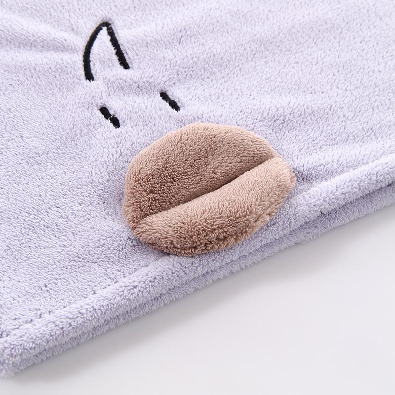 High-density Coral Velvet Parent-child Dry Hair Cap Cartoon Embroidered Dry Hair Cap Bath Cap Headband