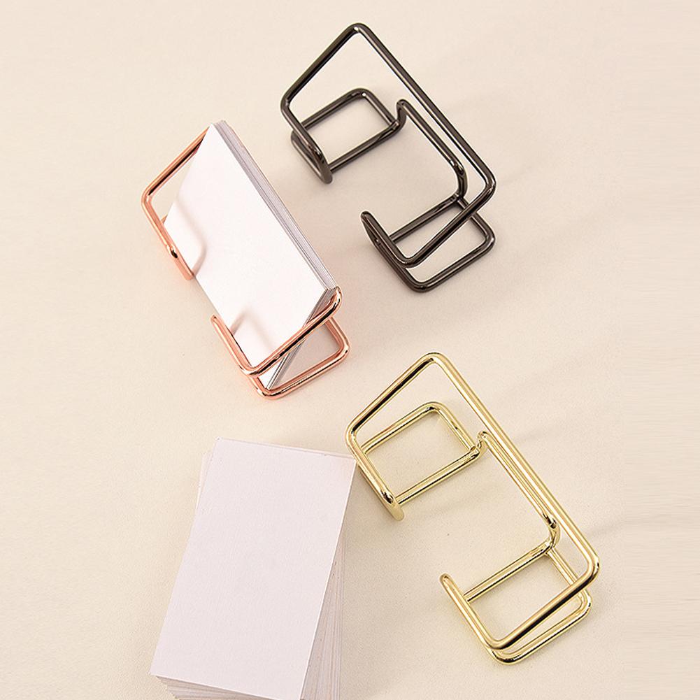 Business Name Card Stand Metal Name Card Display Stand Modern Business Card Organizer Minimalist for Office Desktop Countertop