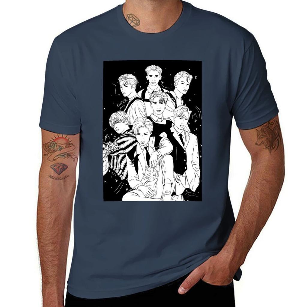 Superm Group Sketch Tshirt Sporty Breathable Short Sleeve Tshirt