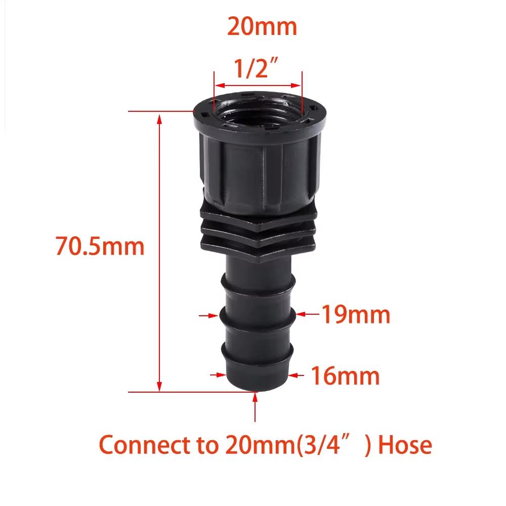 Plastic Garden Hose Connector 1/2 3/4 Female to Male Thread 1/2 3/4 1 Inch Barb Fitting Irrigation Pipe Connector 16mm 20mm 25mm