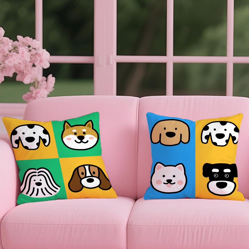 Cartoon Simple Lines Dog8 Cushion Cover 2-in-1 Reversible Plush Pillow Cover | Car/Sofa/Bed | Perfect Gift