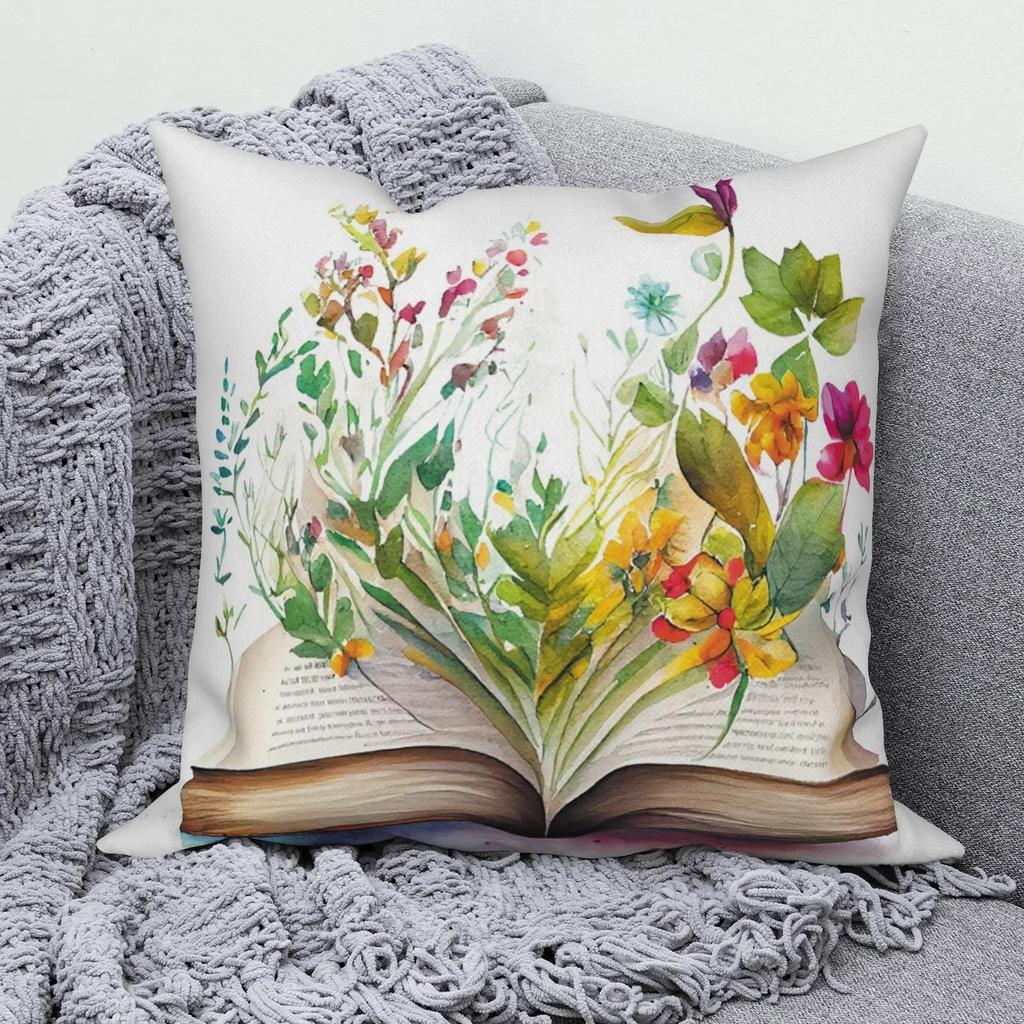 Heimdeko Floral Buch & Wildblumen-Druck Kissenbezüge Muster Kissenbezug Geeignet für Sofa Schlafzimmer Auto Kissenbezug