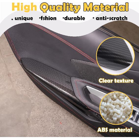 CHEAYAR Interior Door Armrest Panel Trim Cover Compatible with Chevrolet Corvette C8 Stingray 2020-2023, ABS Plastic Inner Side Door Panel Strip