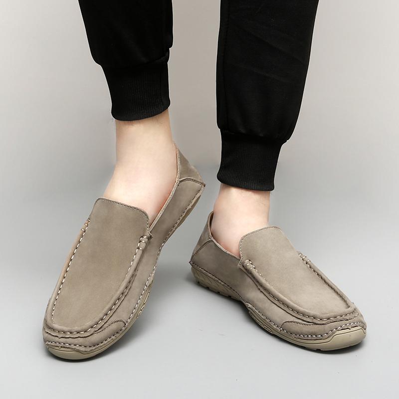 Fashion Mens High Quality Handmade Leather Loafers Lightweight Male Casual Leather Casual Shoes Elegant Slip On Flats Leisure Walk Shoes