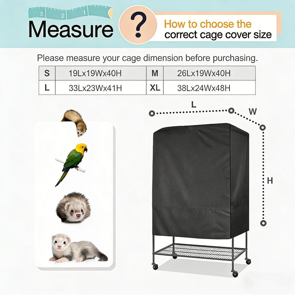 Oxford Cloth Bird Cage Cover - Light-Blocking, Ventilated, Waterproof & Dustproof, Night Pet Bird Cage Protective Cover