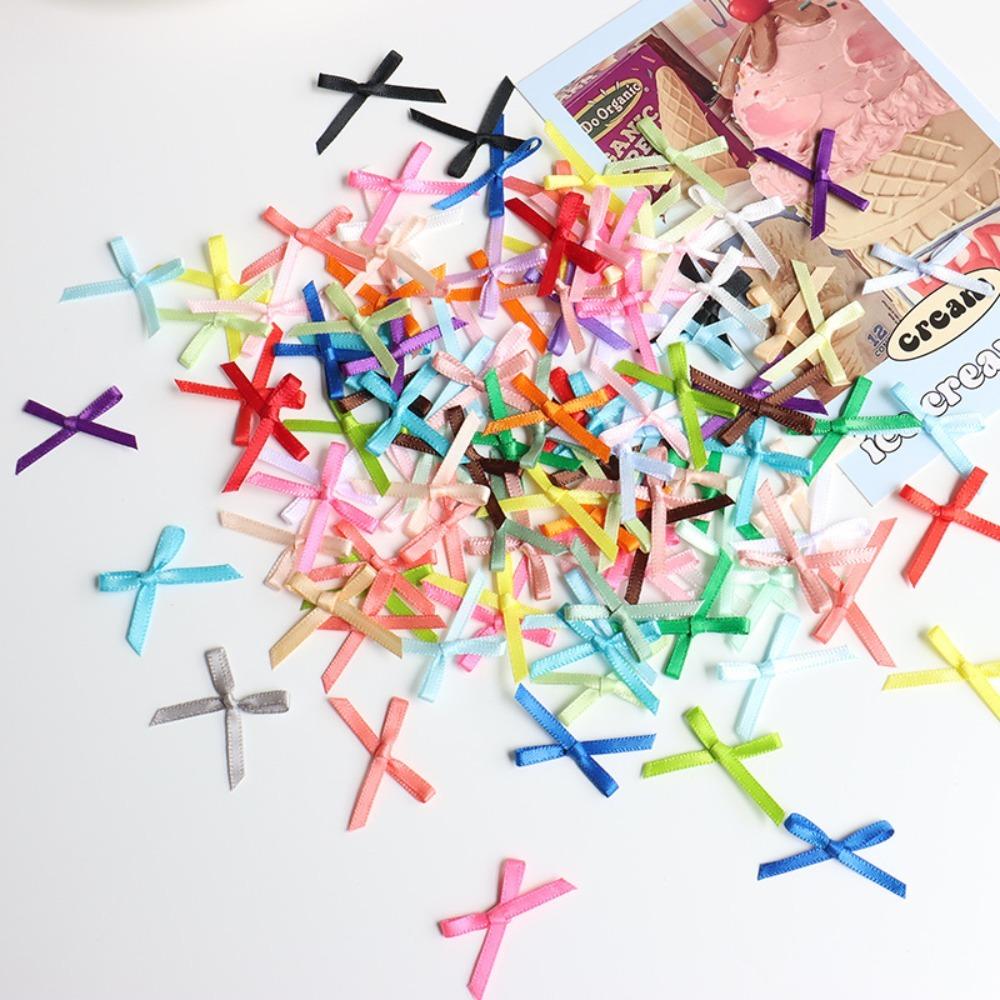 100pcs Mini Ribbon Bows Solid Color Gift Wrapping Bowknot Flowers Bows Ties  DIY Craft Scrapbooking