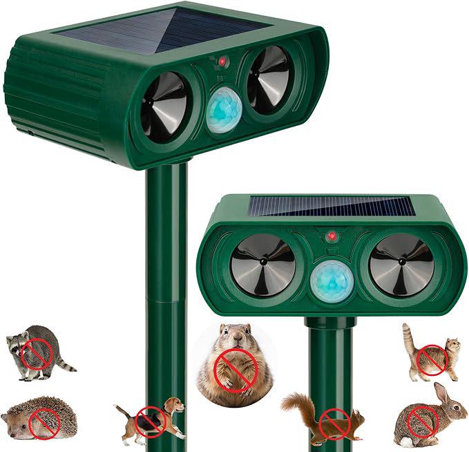 Solar-Powered Ultrasonic Mouse, Bird, and Snake Repeller for Outdoor Use