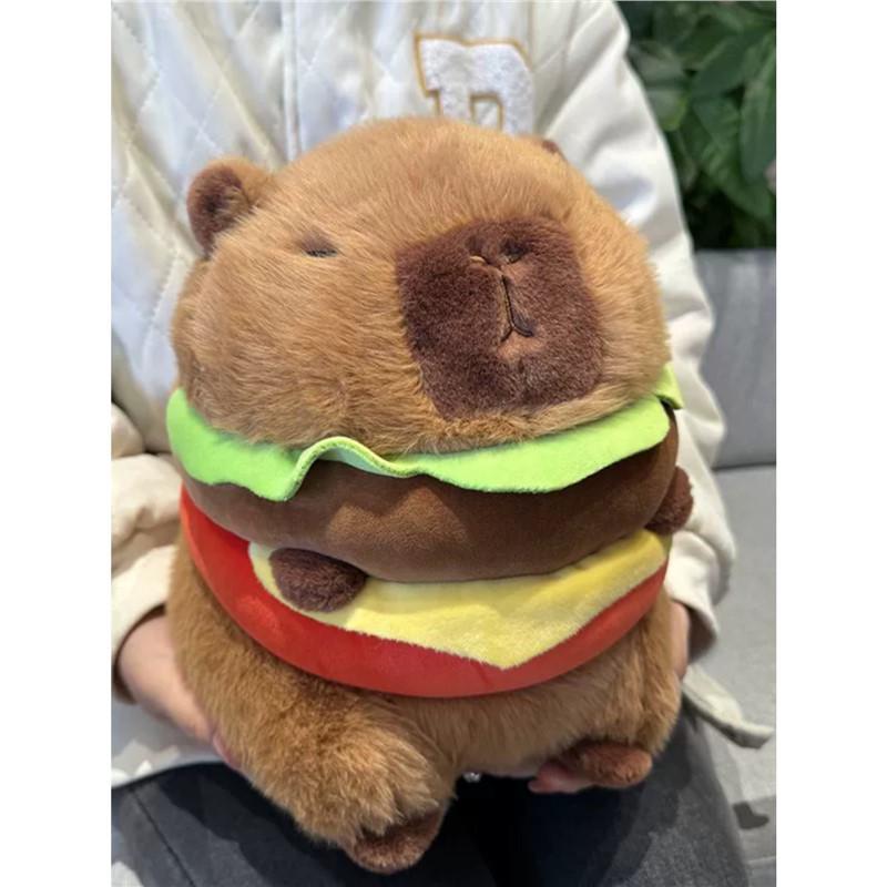 

Cute Capybara Burger Plush Toy with Birthday Hat - Derpy Capybara Doll for Girlfriend Standard