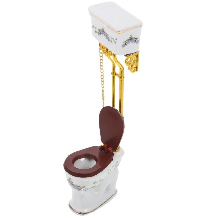 Ceramic Mini Toilet For 1/12 Scale Dollhouses Bathroom Realistic Miniature Furniture Perfect For Model Displays