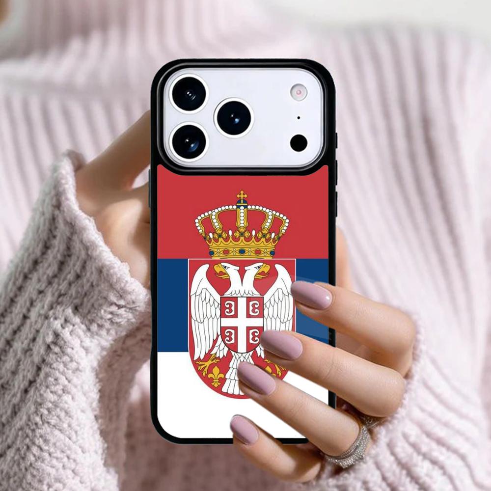 Flag of Serbia Serbian Phone Case For Apple iPhone 17 Air 16E 15 14 Plus 13 12 11 Pro Max Mini Funda Cover