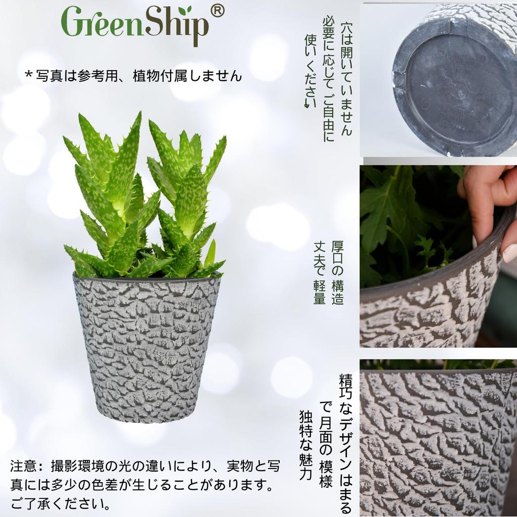 GreenShip Blumen Zimmerpflanzentopf Kein Umtopfen Harz Plastik Relief Keine Drainage Geeignet für Knollenpflanzen Topf, Topf, Übertopf, Nein. 8, Erforderlich, Holzkohle,