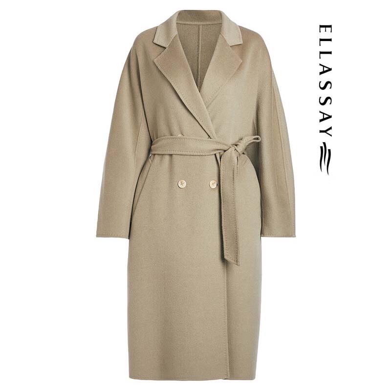 ELLASSAY Women's Merino Wool Double-Faced Coat