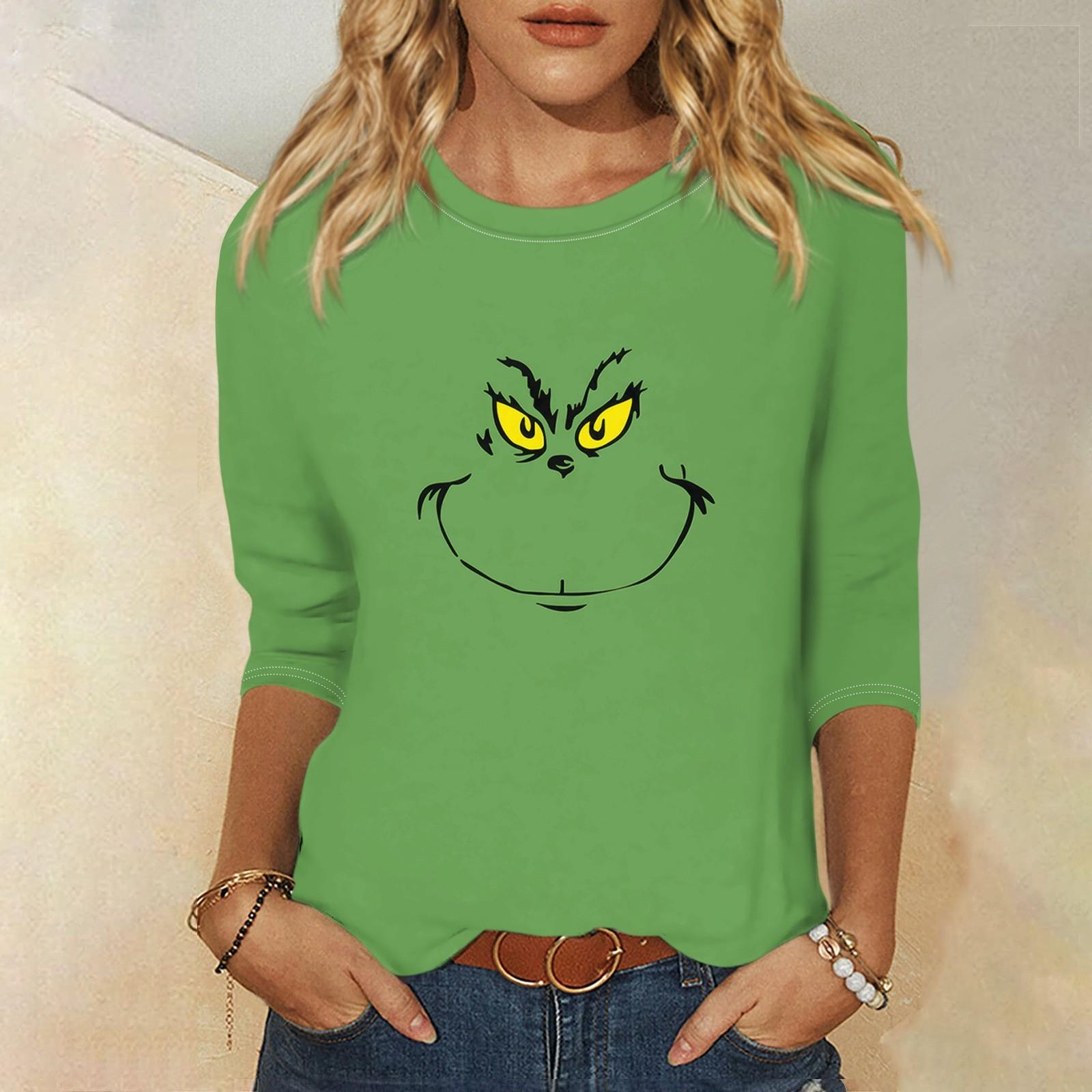 

Женская модная повседневная свободная футболка с круглым вырезом и рукавами 3/4 с принтом, женский топ L