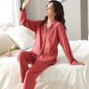 Women's 100% Cotton Long-Sleeve Pajama Set - Loose Fit for Indoor & Outdoor Wear In Spring and Autumn