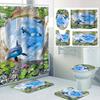 1/4 Marine Organism Shower Curtains, Toilet Seat Decoration, Shower Curtain With Carpet And Toilet Lid, 12 70.8X70.8 Inch Hooks