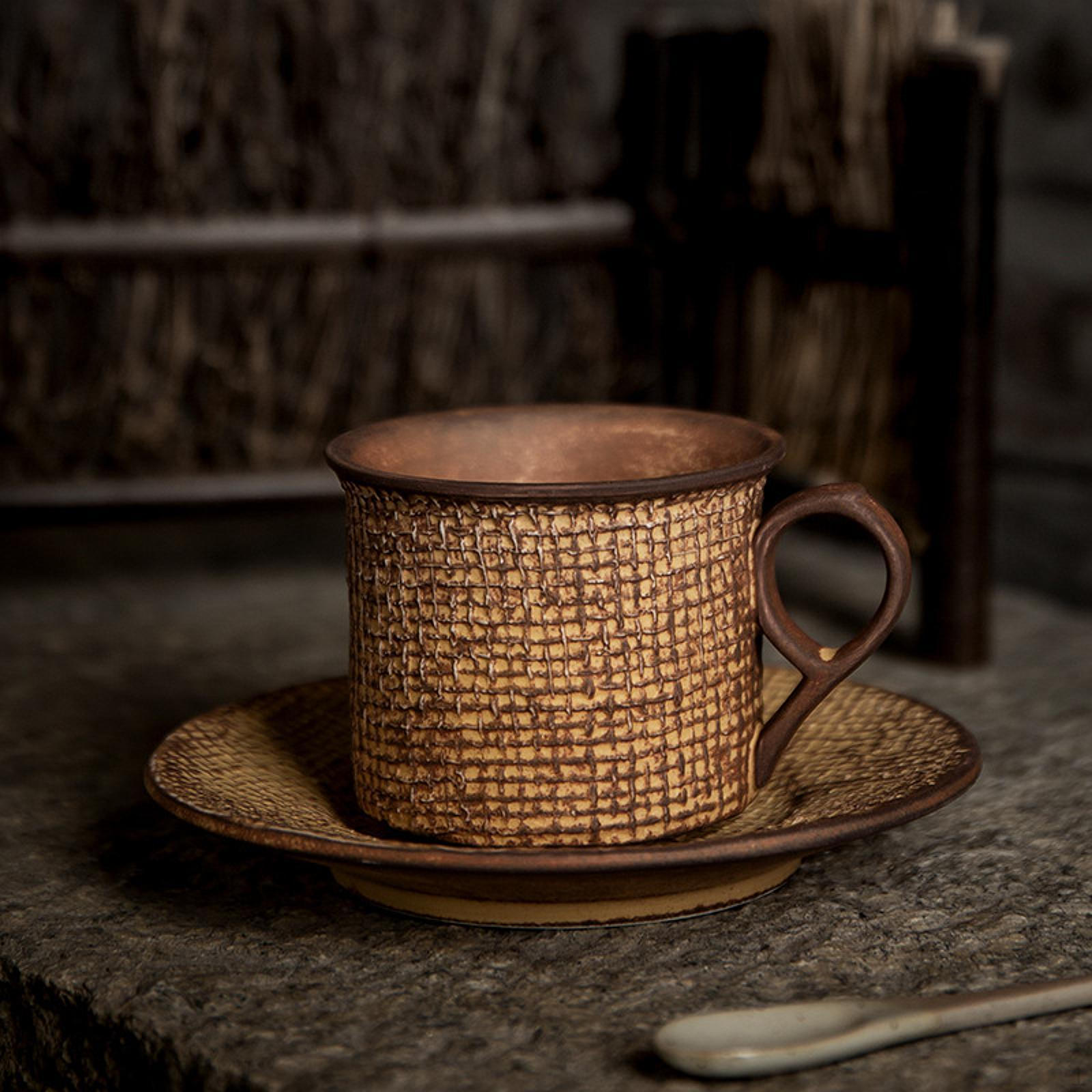 

Керамическая кружка для кофе, чашка для напитков с блюдцем, подарок на новоселье, широкий горлышко для чая 130ml