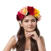 Colorful Rose Flower Headband for Music Festival Artificial Flower Wreath Hairhoop Wedding Bride Dressingup Accessory