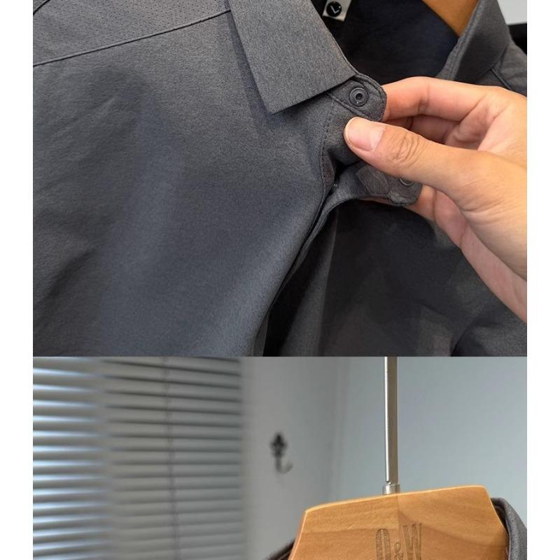 Men's Breathable Mesh Polo Shirt Quick Dry Casual Business Short Sleeve