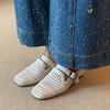 Holiday style woven wedge heel Muller shoes belt buckle breathable bag head outer slippers