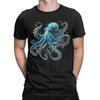 Cool Blue Octopus TShirts Men  Casual Pure Cotton Tee Shirt Round Neck Short Sleeve T Shirt Plus Size Tops