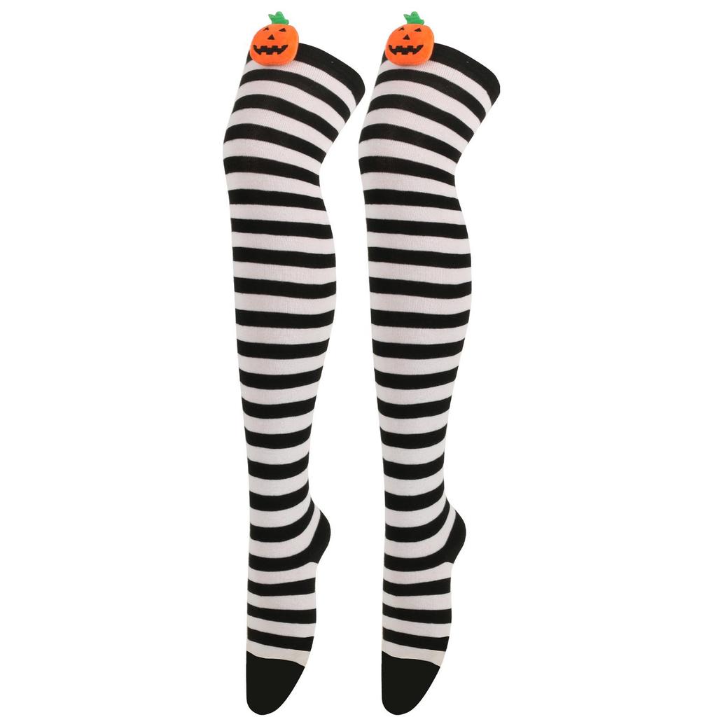 Women's Halloween Devil Over-the-Knee Cosplay Socks: European and American Striped Long Socks