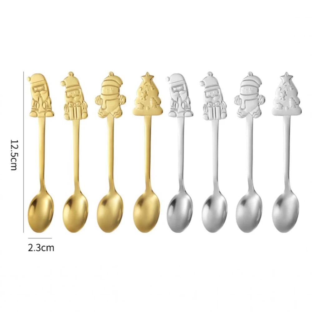 Creative Christmas Spoon gift box stainless steel tableware cartoon gingerbread man coffee spoon colored box suite