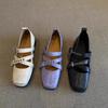 Modische Damen Schuhe Quadratische Zehen Vielseitige Kreuzriemen Niedrig Absatz Einzel Schuhe