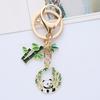 New Year Keychain Panda Bamboo Wreath Pendant Polished Lobster Clip Lightweight Shoulder Bag Schoolbag Decoration Pendant Keyring