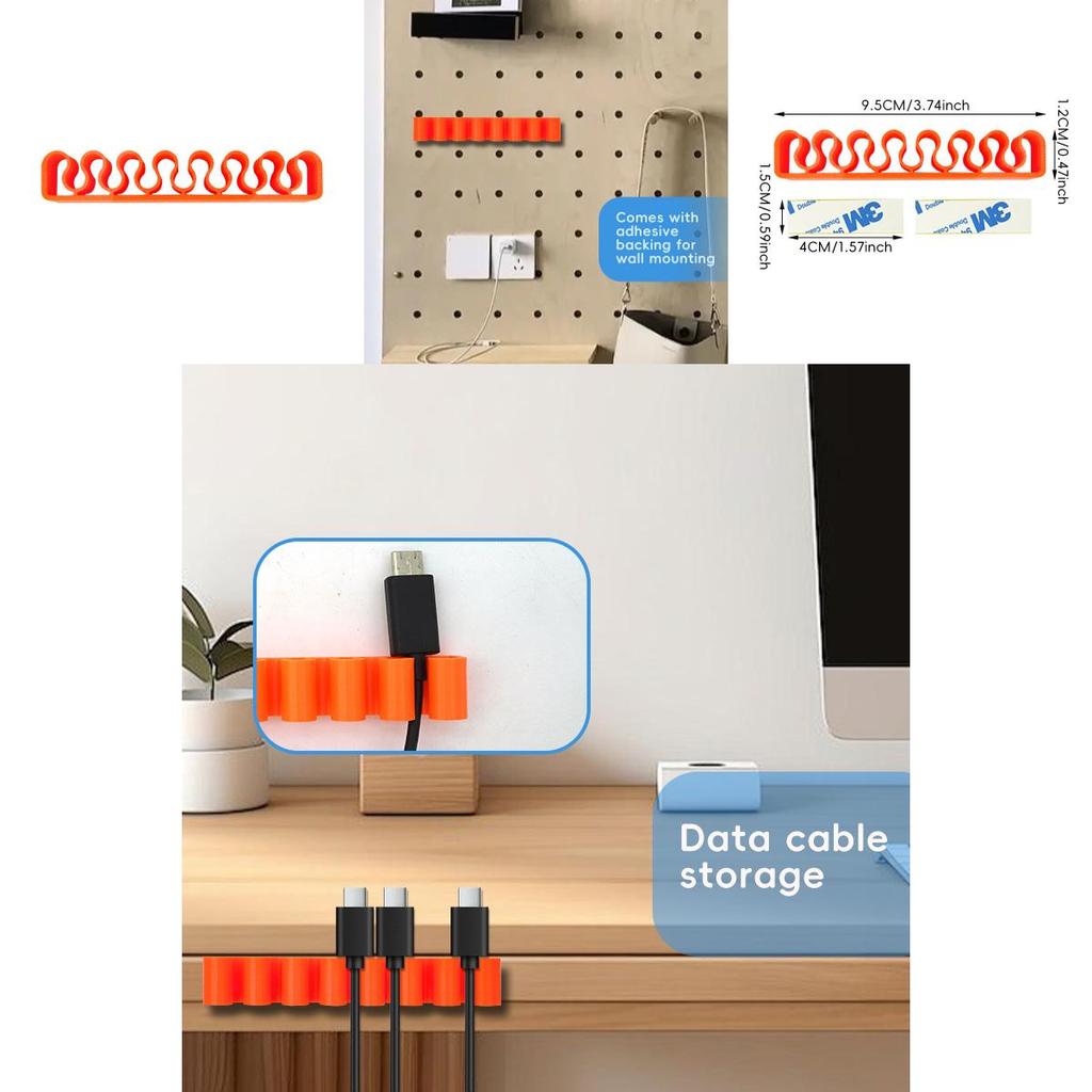 Cable Organizer Wall Mounting Bracket With Adhesive For Home Office Workspaces