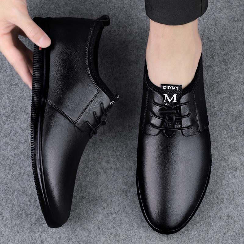 

Men s shoes 2025 summer new daily driving thin leather shoes men s flat non-slip lace-up casual shoes tide 37