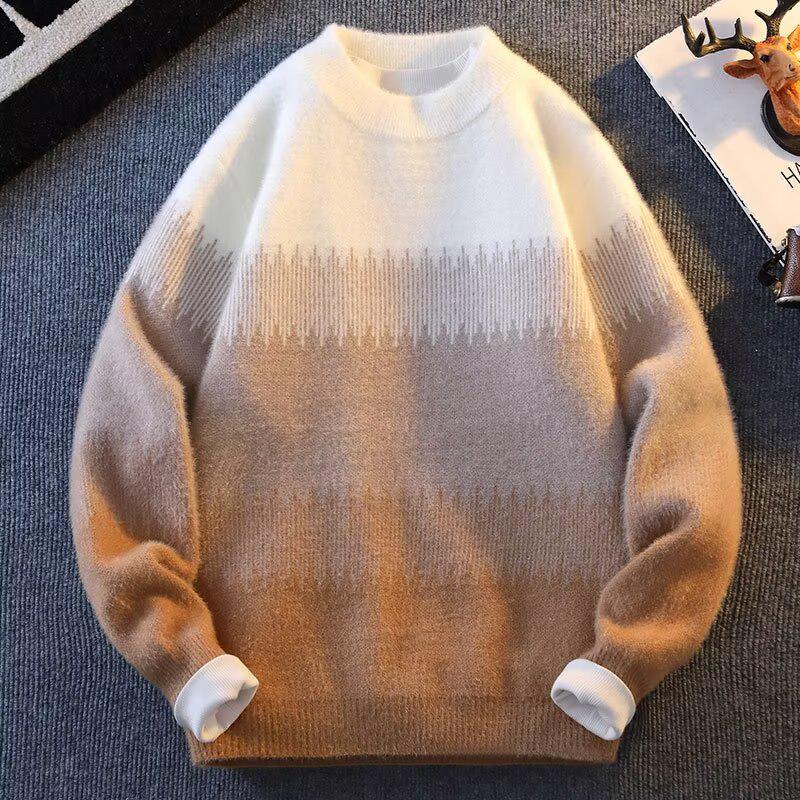 Men s Teen Sweater: Faux Mink Velvet, Thick Warm Knitwear for Fall & Winter XL
