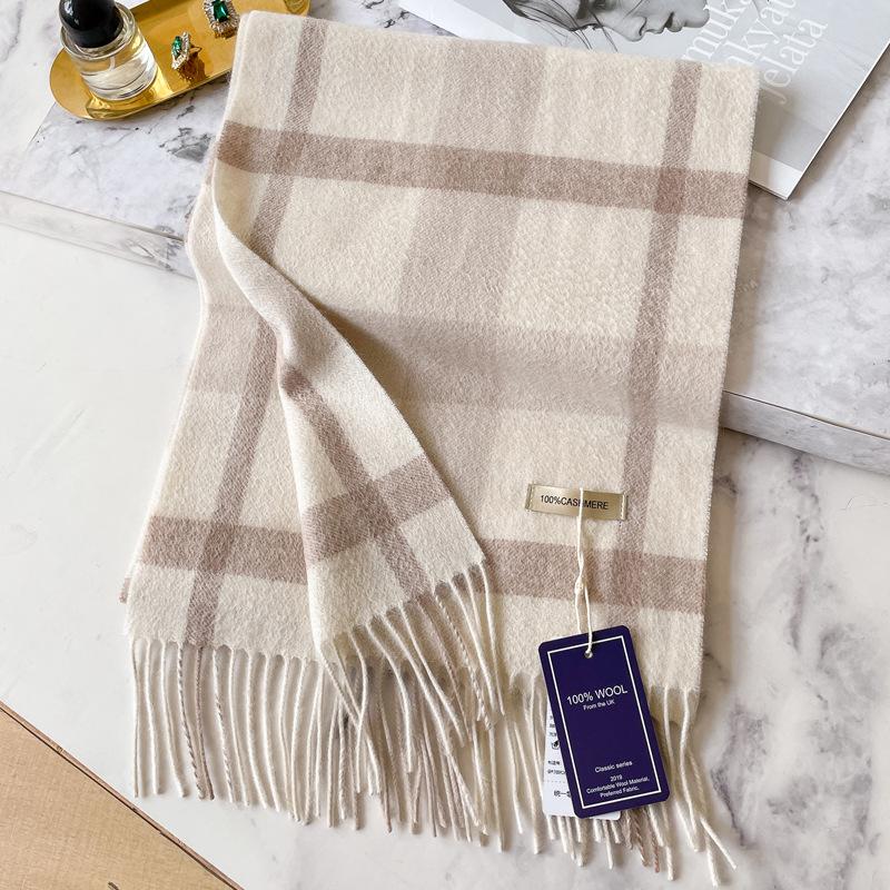 Cashmere scarf women's winter water ripple plaid thickened warm couple scarf for boyfriend