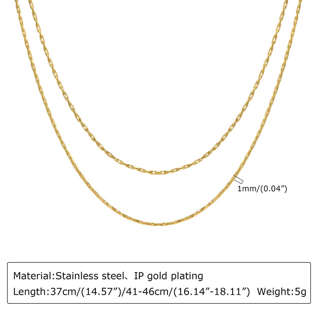 Double-layered Chain Necklace Stainless Steel for Women Simple Everyday Jewelry