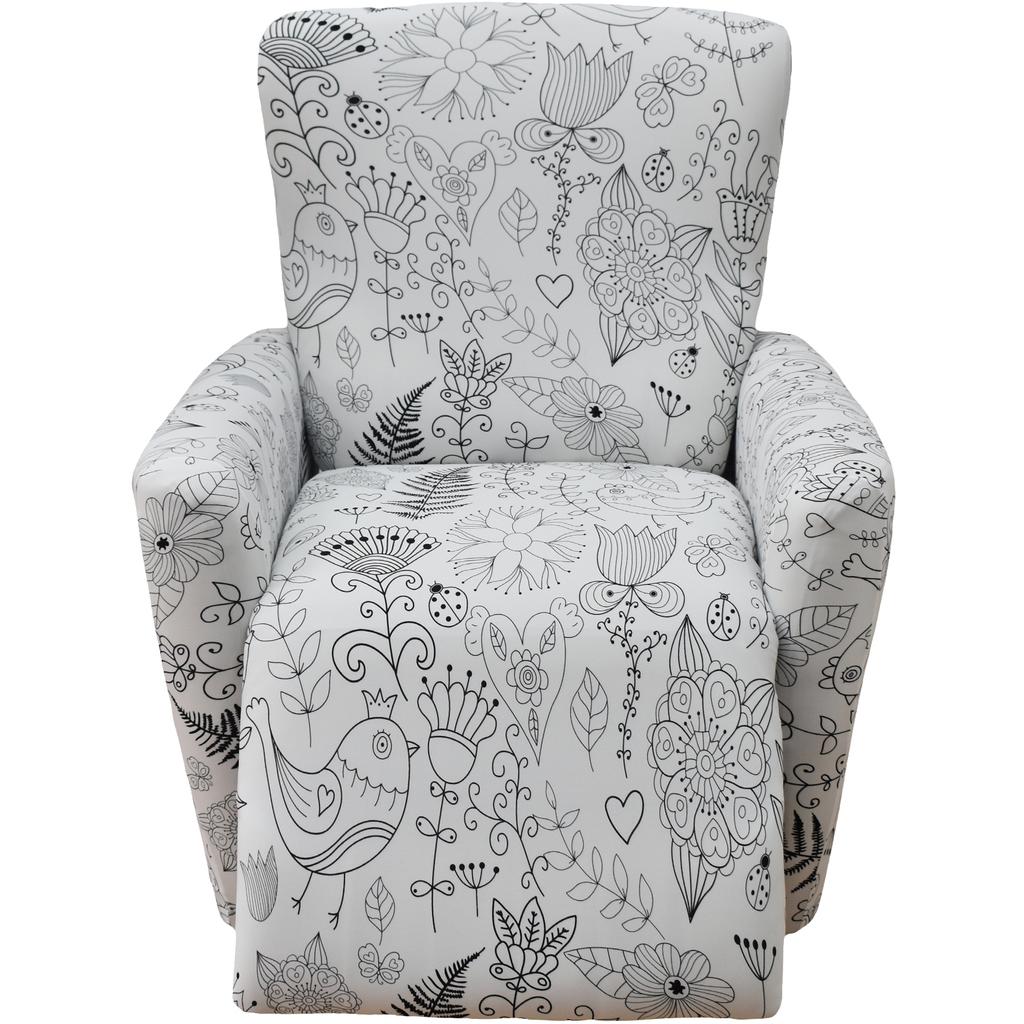 4Pcs Recliner Sofa Covers Elastic Polyester Slipcovers Non-slip All-inclusive Protector with Pocket Single Seater Armchair Cover