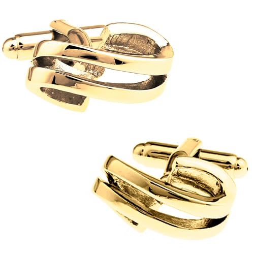 Goldene Manschettenknöpfe mit doppelter geschwungener Linie, Manschettenknöpfe, Manschettenknöpfe, N02981