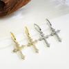 Punk Fashion Rhinestone Cross Earrings Kpop Zircon Cross Drop Earring for Women Grunge Egirl Earrings Charm Jewelry Accessories