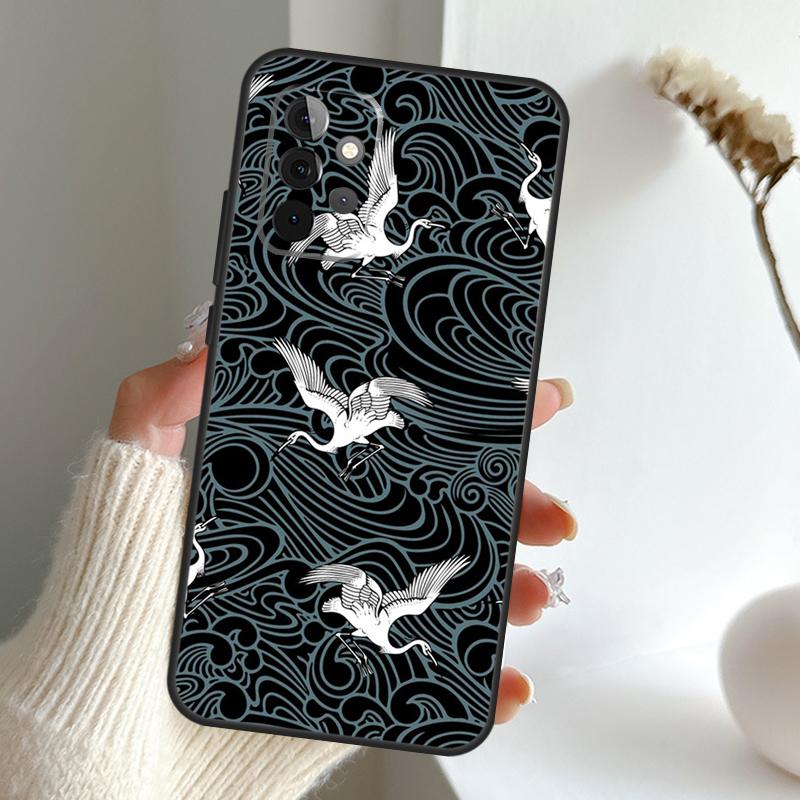 Art Crane Waves Case For Samsung Galaxy A13 A33 A53 A06 A17 A56 A36 A26 A16 A15 A35 A55 A34 A54 A52 A12 A32