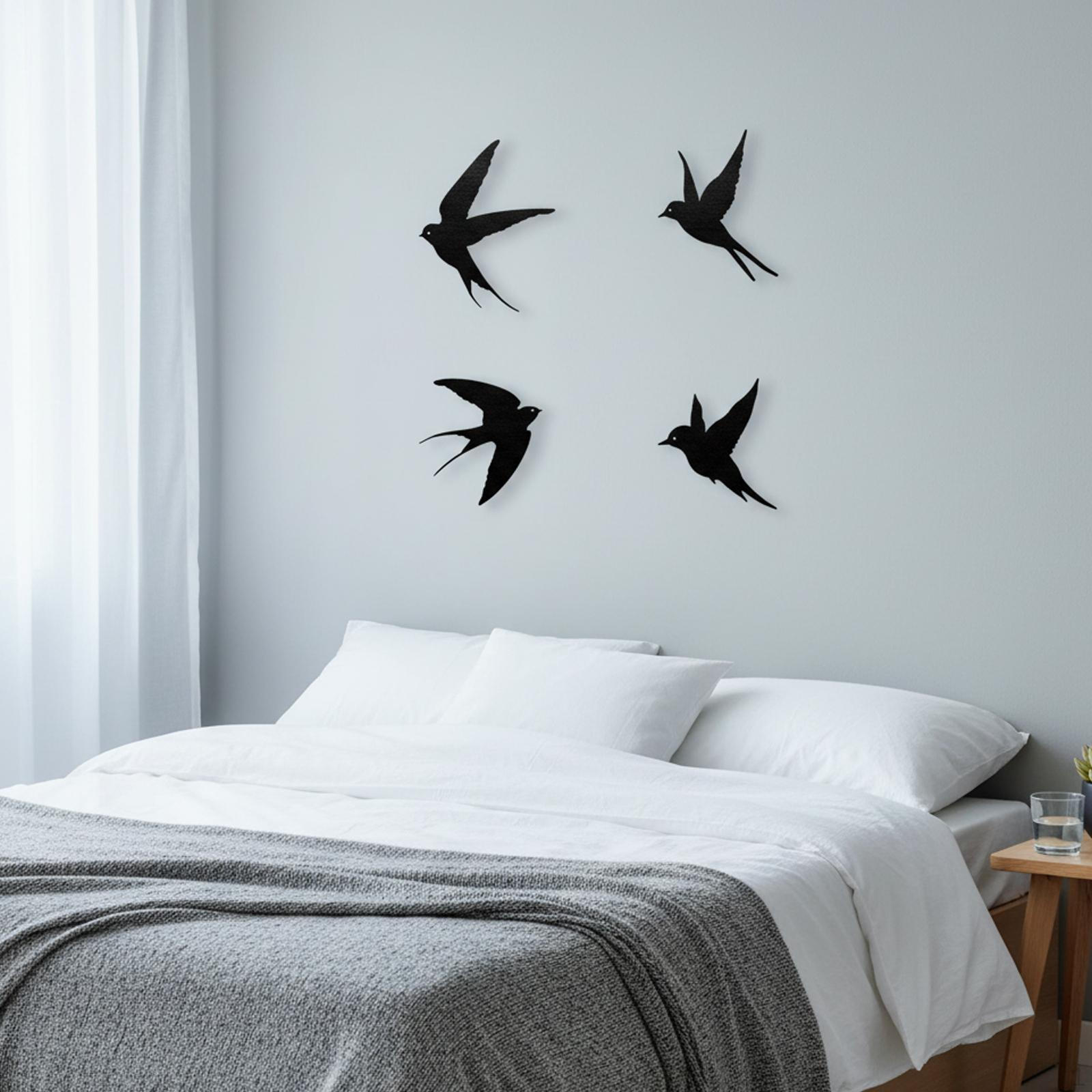 4x Bird Wall Hanging Decor Waterproof Easy to Use Birds for Library Fence Yard