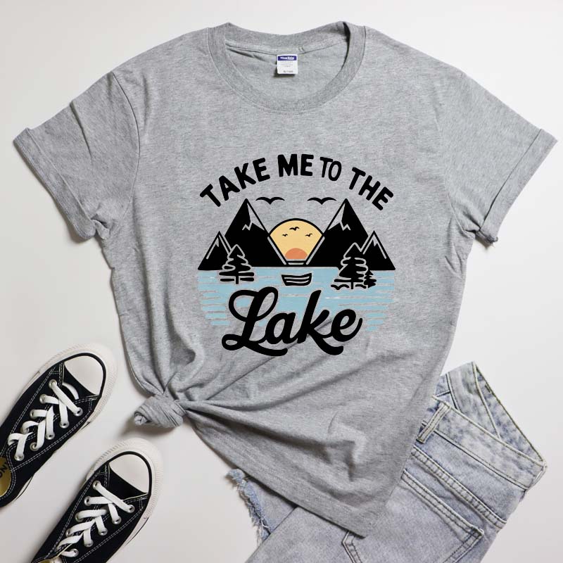 Take Me To The Lake TShirt Vintage Lake Life Summer Vacation Tshirt Cute Unisex Mountains Camping Outdoorsy Tee Shirt Top