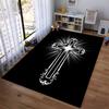 Elegant Cross with Radiant Floral Design Non-slip Rug Suitable for Living Room and Bedroom Sofas.