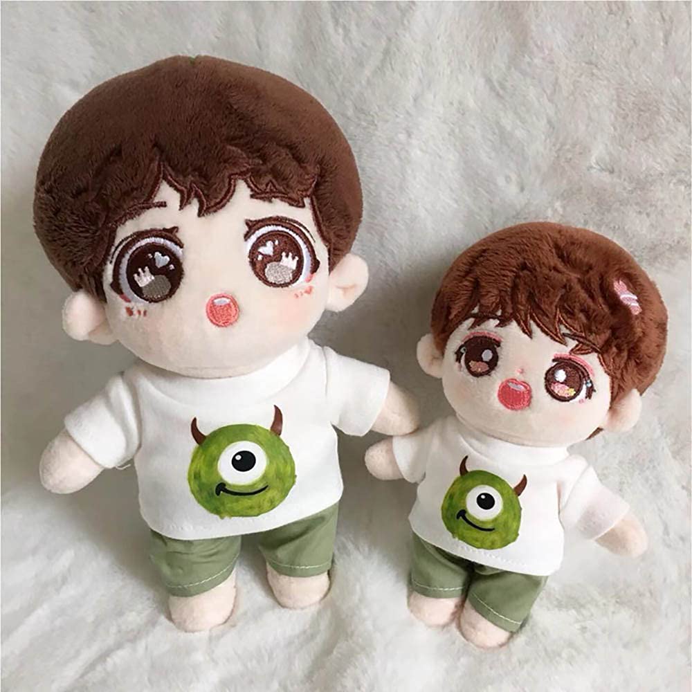 Niannyyhouse 15cm Doll Clothes for Plush Toys Jacket Pants 3 Piece Set Little Monster Clothes Cotton Doll Clothes Green Doll Baby Clothes + T-shirt +