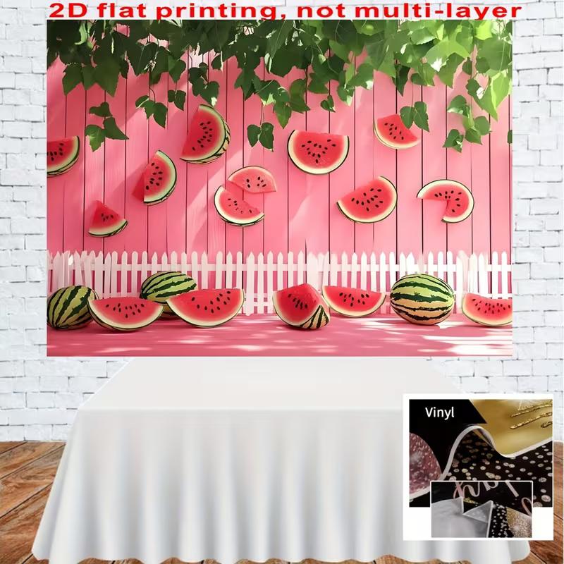 2D Watermelon Party Wall Decor, Pink Watermelon Banner for Summer Picnic Decoration