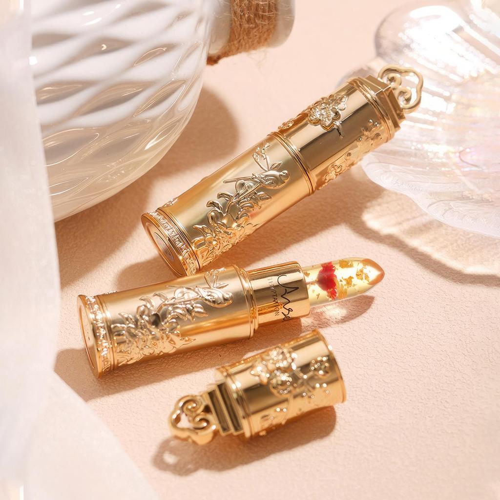 Qin Derdom Clear Flower Jelly Lipstick, PH Color Changing Lipstick Balm, Waterproof, Long-Lasting Moisturizing Matte