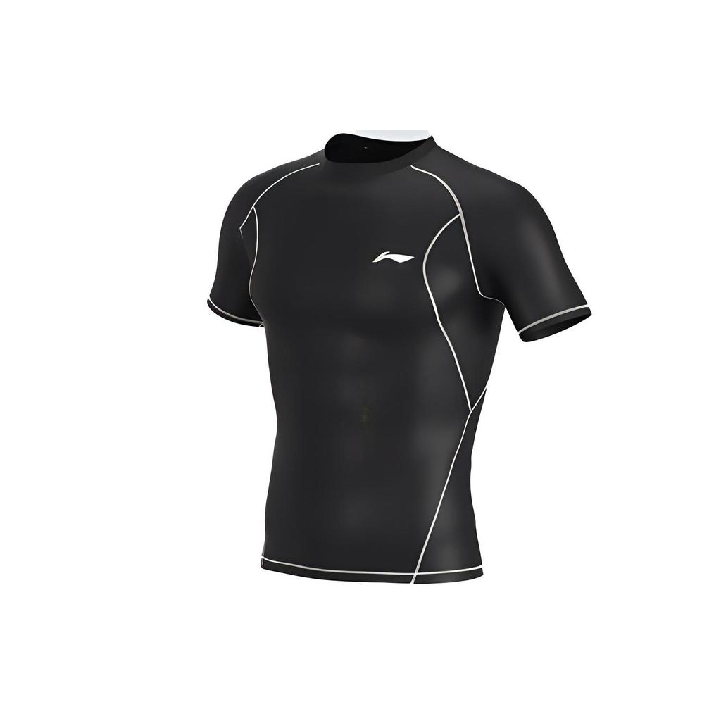 Li Ning Solid Color Short Sleeve Fashion Comfortable Swimwear Men Swimwear Black LSCP433-1