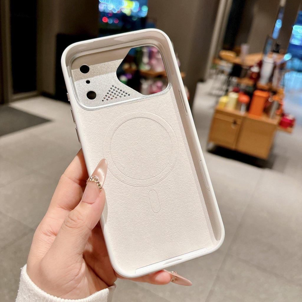 Liquid Silicone Magnetic Phone Case for iPhone 17 Pro Max with Apple 16 Aluminum Dot Matrix Design