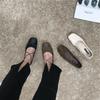 Pleated Single Shoes Women Square Toe Soft Ballet Flats Slip On Solid Color Elegant Dance Shoe Cross Ladies Loafers